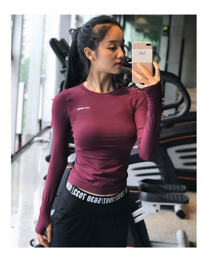 Lanwen Workout Clothes Women's Bottoming Shirt Long Sleeves Spring & Fall Outdoor