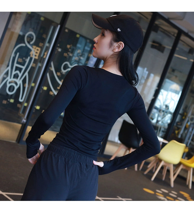 Lanwen Workout Clothes Women's Bottoming Shirt Long Sleeves Spring & Fall Outdoor