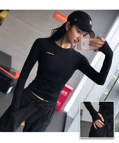 Lanwen Workout Clothes Women's Bottoming Shirt Long Sleeves Spring & Fall Outdoor