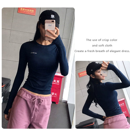 Lanwen Workout Clothes Women's Bottoming Shirt Long Sleeves Spring & Fall Outdoor