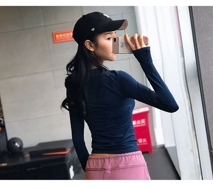 Lanwen Workout Clothes Women's Bottoming Shirt Long Sleeves Spring & Fall Outdoor