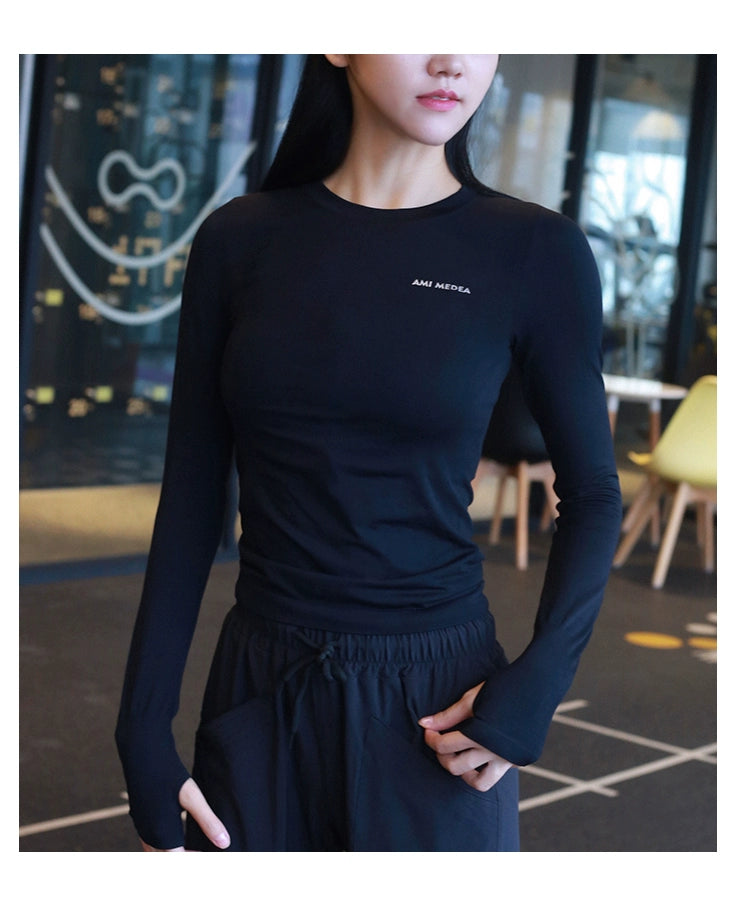 Lanwen Workout Clothes Women's Bottoming Shirt Long Sleeves Spring & Fall Outdoor