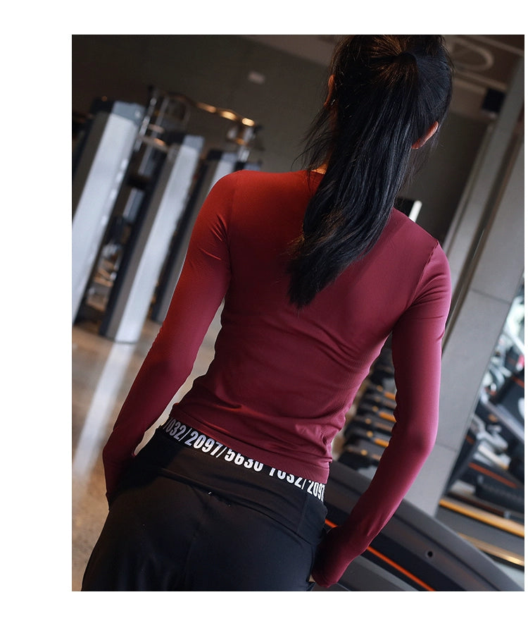 Lanwen Workout Clothes Women's Bottoming Shirt Long Sleeves Spring & Fall Outdoor