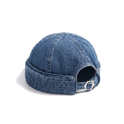 Japanese-style Washed Denim Melon Hat Trendy Brand All-match Retro Street Hip-hop Sailor Hat Curled Landing Hat For Men And Women
