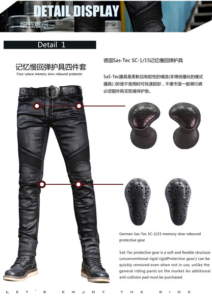 Uglybros Ugly Brothers Cycling Pants Coating Windproof Locomotive Style Denim Drop-Resistant Harley Retro Motorcycle Pants Men and Women