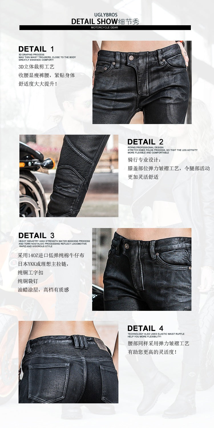Uglybros Ugly Brothers Cycling Pants Coating Windproof Locomotive Style Denim Drop-Resistant Harley Retro Motorcycle Pants Men and Women