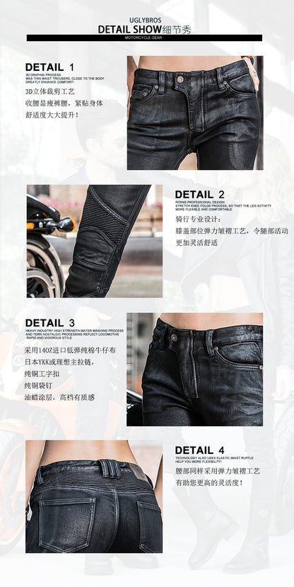 Uglybros Ugly Brothers Cycling Pants Coating Windproof Locomotive Style Denim Drop-Resistant Harley Retro Motorcycle Pants Men and Women