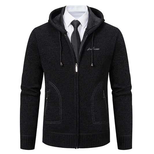 Abrigo de punto tipo cárdigan tipo suéter de color liso para hombre