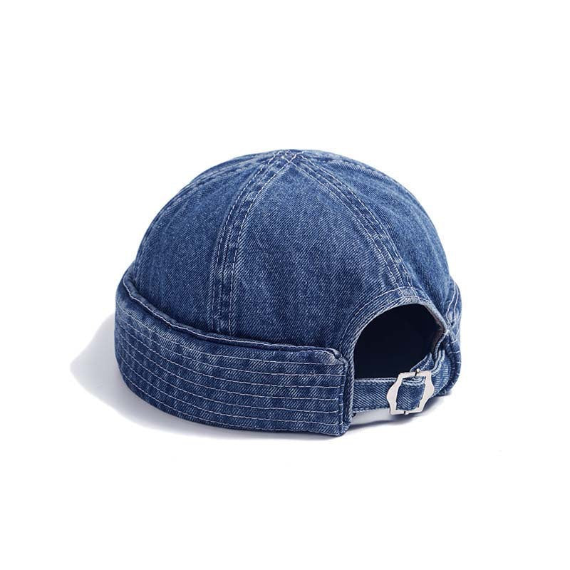 Japanese-style Washed Denim Melon Hat Trendy Brand All-match Retro Street Hip-hop Sailor Hat Curled Landing Hat For Men And Women