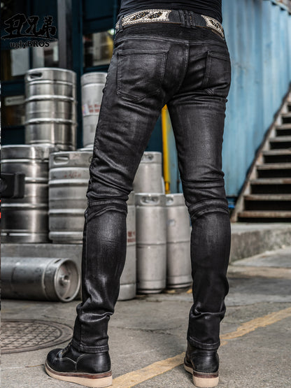 Uglybros Ugly Brothers Cycling Pants Coating Windproof Locomotive Style Denim Drop-Resistant Harley Retro Motorcycle Pants Men and Women