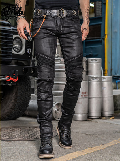 Uglybros Ugly Brothers Cycling Pants Coating Windproof Locomotive Style Denim Drop-Resistant Harley Retro Motorcycle Pants Men and Women