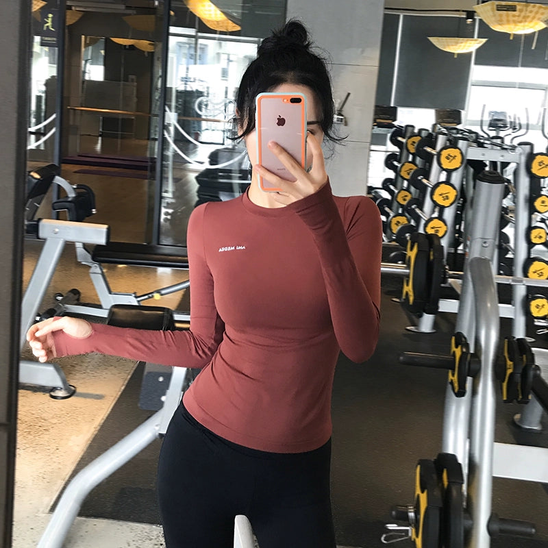 Lanwen Workout Clothes Women's Bottoming Shirt Long Sleeves Spring & Fall Outdoor