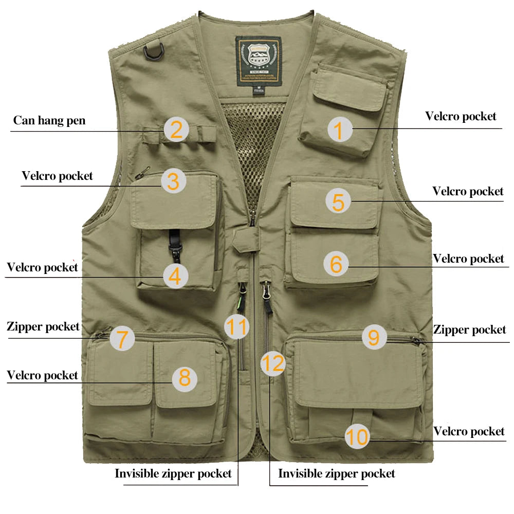 Workwear Safety Vest with Multi Pocket Emergency Rescue Volunteers Communication Safety Jacket Outdoor Work Clothing