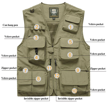 Workwear Safety Vest with Multi Pocket Emergency Rescue Volunteers Communication Safety Jacket Outdoor Work Clothing