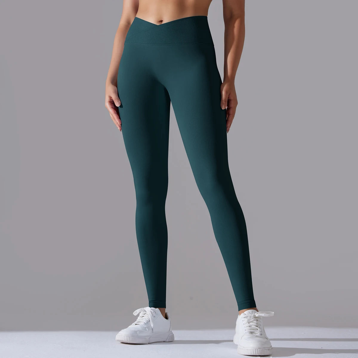 Seamless Yoga Pant Cross Over Waistband Sports Fitness Legging Women High Waist Gym Scrunch Butt Running Workout Leggings