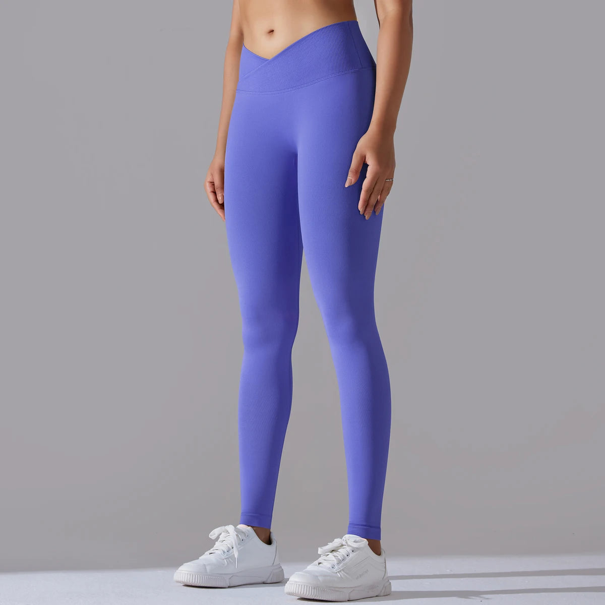 Seamless Yoga Pant Cross Over Waistband Sports Fitness Legging Women High Waist Gym Scrunch Butt Running Workout Leggings