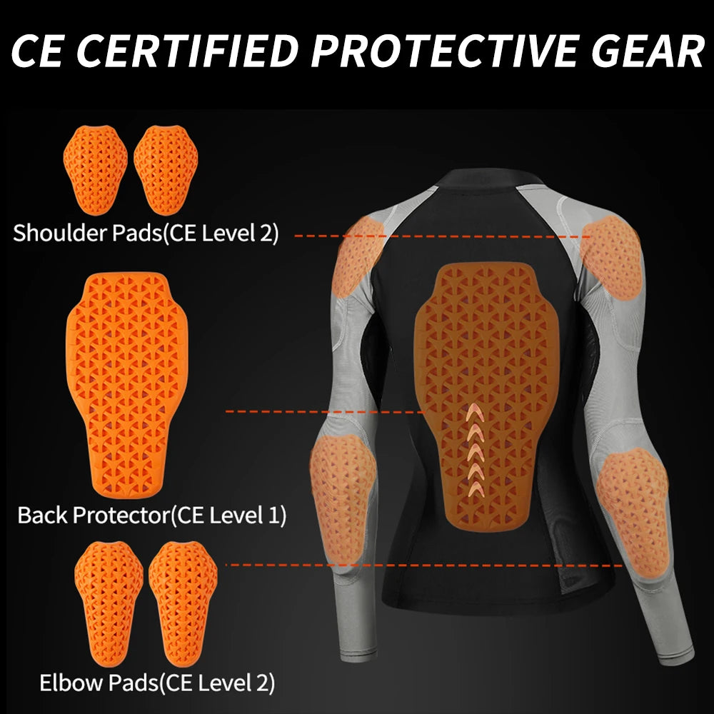 Women Motorcycle Jacket Lady Full Body Armor Set CE Certified Summer Riding Safety Coat Pants Built-in Protective Pads