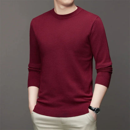7 Colour Men's Round Neck Long Sleeved Solid Color Sweater Soft Warm and Comfortable Top with a Base
