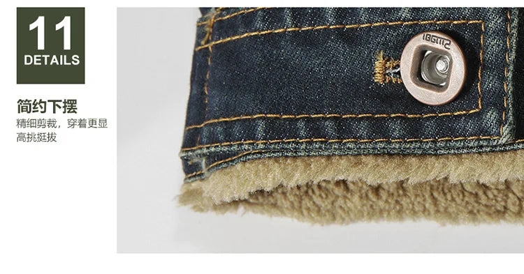 Men Denim Jackets Winter Coats Fleece Warm Jeans Jackets High Quality Male Casual Blue Denim Jackets New Fashion Jeans Coats M-5XL