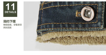 Men Denim Jackets Winter Coats Fleece Warm Jeans Jackets High Quality Male Casual Blue Denim Jackets New Fashion Jeans Coats M-5XL