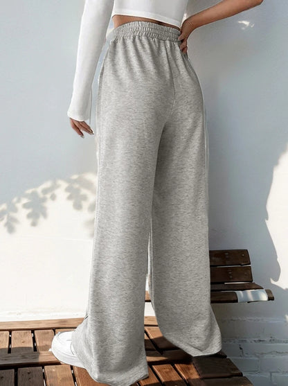 Athleisure Women's Pants Grey Loose Wide Leg Pants V-shaped High Waist Spliced Wide Leg Pants Women's Casual Loose Trouser
