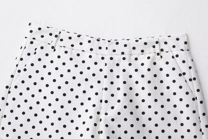 Woman Autumn Long Sleeves Turtleneck Zipper With Pockets Drawstring Casual Coats Women Fashion Polka Dot Printed Jacket