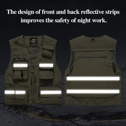 Workwear Safety Vest with Multi Pocket Emergency Rescue Volunteers Communication Safety Jacket Outdoor Work Clothing