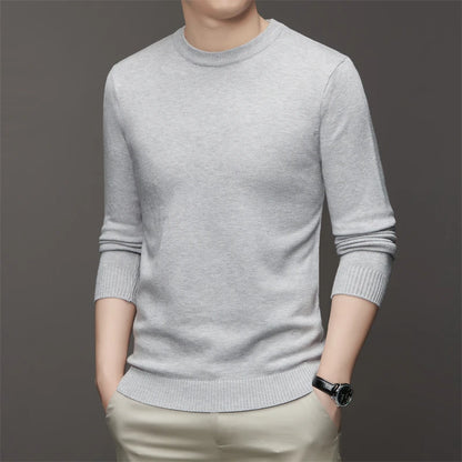7 Colour Men's Round Neck Long Sleeved Solid Color Sweater Soft Warm and Comfortable Top with a Base