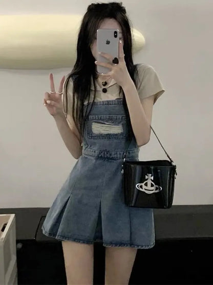 Denim Skirts Women S-5XL Ripped Mini Y2k Clothes Girlish Vintage Hotsweet Personal High Street Kawaii Temper Fashion American