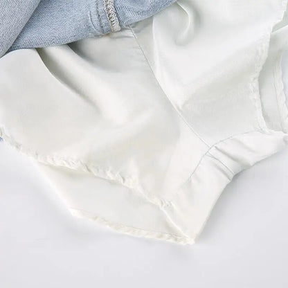 Sexy Hip Wrap Denim Mini Skirt with Shorts Women 2025 Summer Vintage High Waist Short Skirts Woman Chic All Match Jeans Skirt
