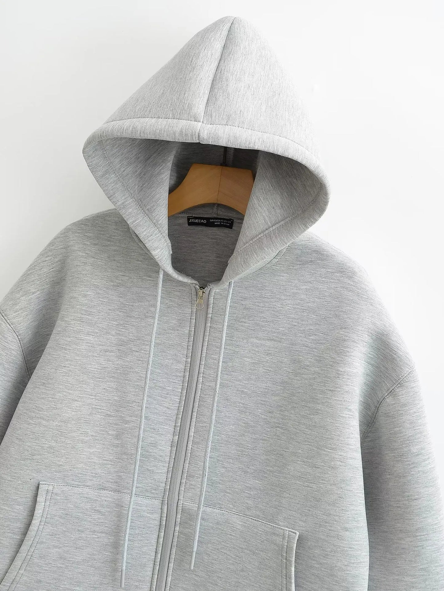 HH 2026 Casual Women's Soild Zipper Hoodie Long Sleeve Big Pocket Zipper Jacket With Hood Female Loose Outerwear Coat Tops