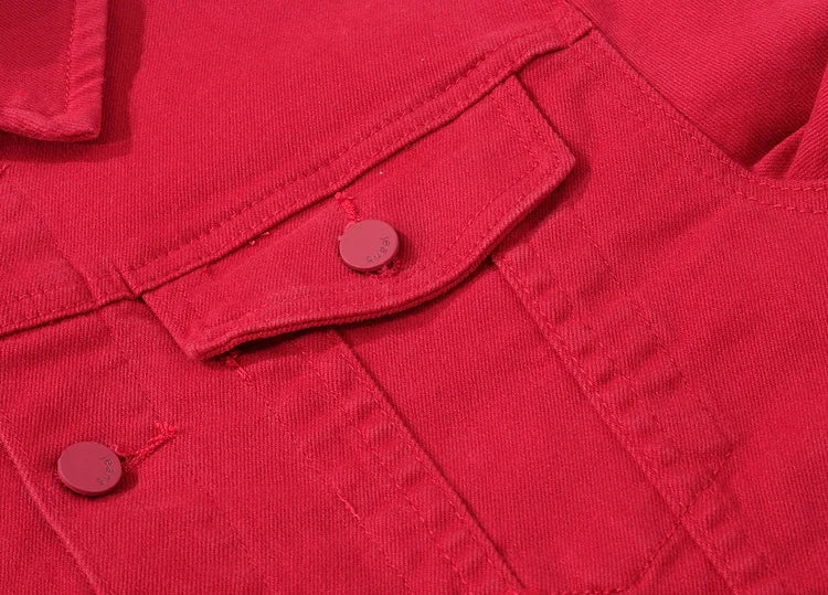 Men Coloured Denim Jackets Outwear Slim Fit Denim Coats New Fashion Male Cotton Casual Jeans Jackets Streetwear Jean Coats Size S~4XL