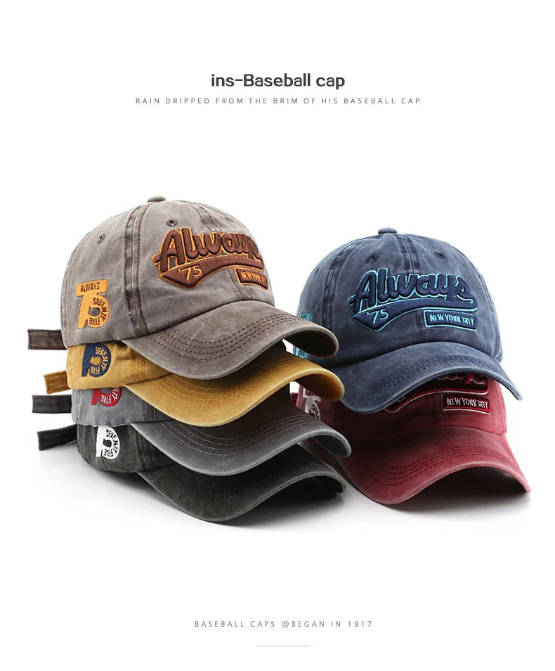 Summer Women Men Baseball Cap Fashion Letter Embroidery Snapback Hat Vintage Washed Cotton Unisex Hip Hop Sun Hat Casquette