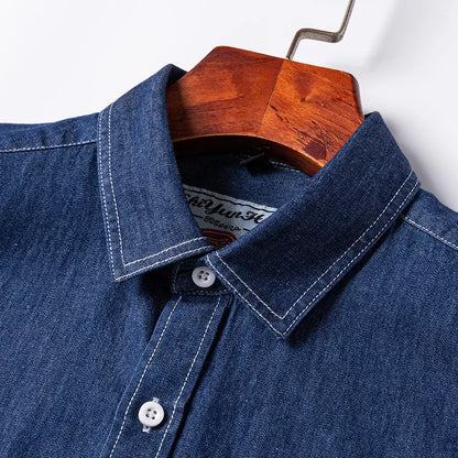 2025 Denim Long-Sleeve Double or Single  Pocket Design Shirt Classic 100% Cotton Fashion Embroider Comfortable Clothes
