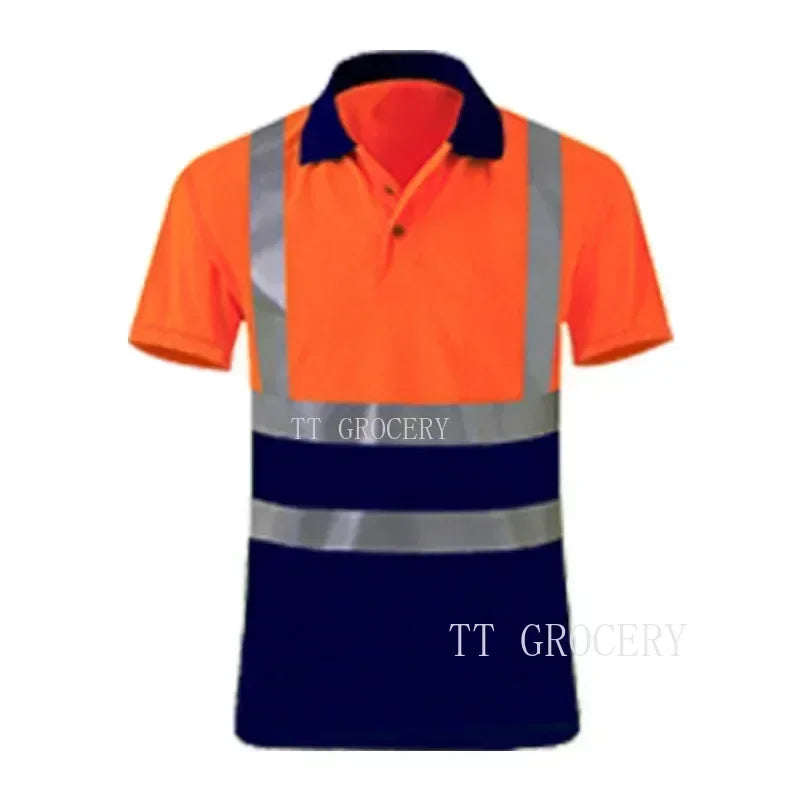 Quick-Dry Polo Shirt Work Reflective Labor Protection Safety Clothing Breathable Workwear Resistant Industrial Safety Shirt
