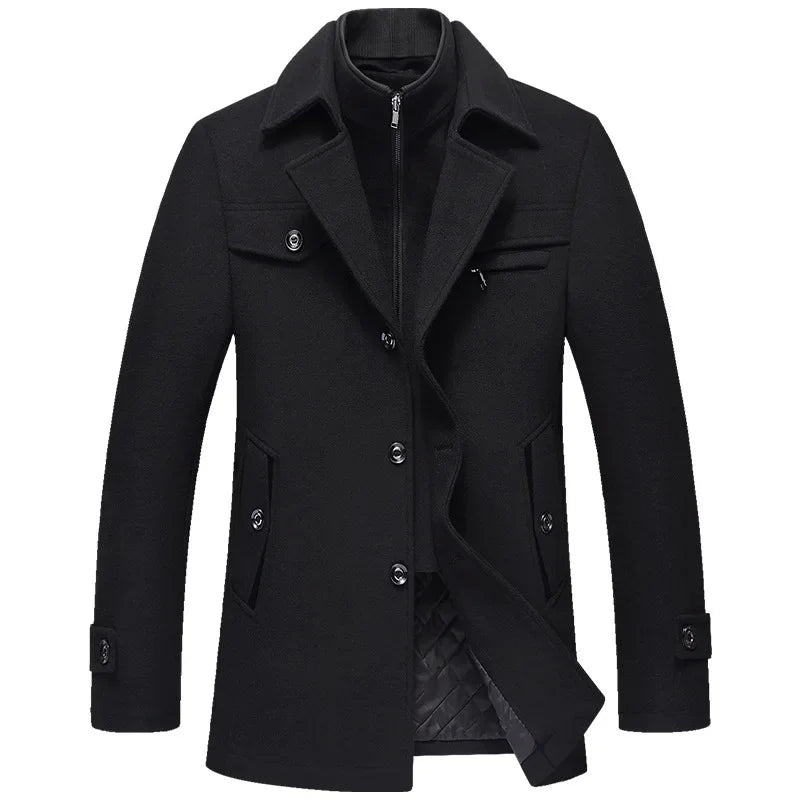Men Winter Trench Coats Cashmere Wool Blends Man Winter Jackets Overcoats High Quality Male Business Casual Trench Coats 5XL