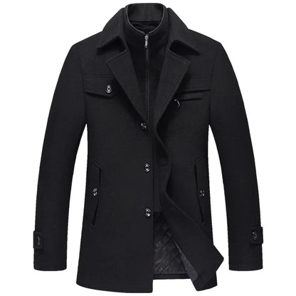 Men Winter Trench Coats Cashmere Wool Blends Man Winter Jackets Overcoats High Quality Male Business Casual Trench Coats 5XL
