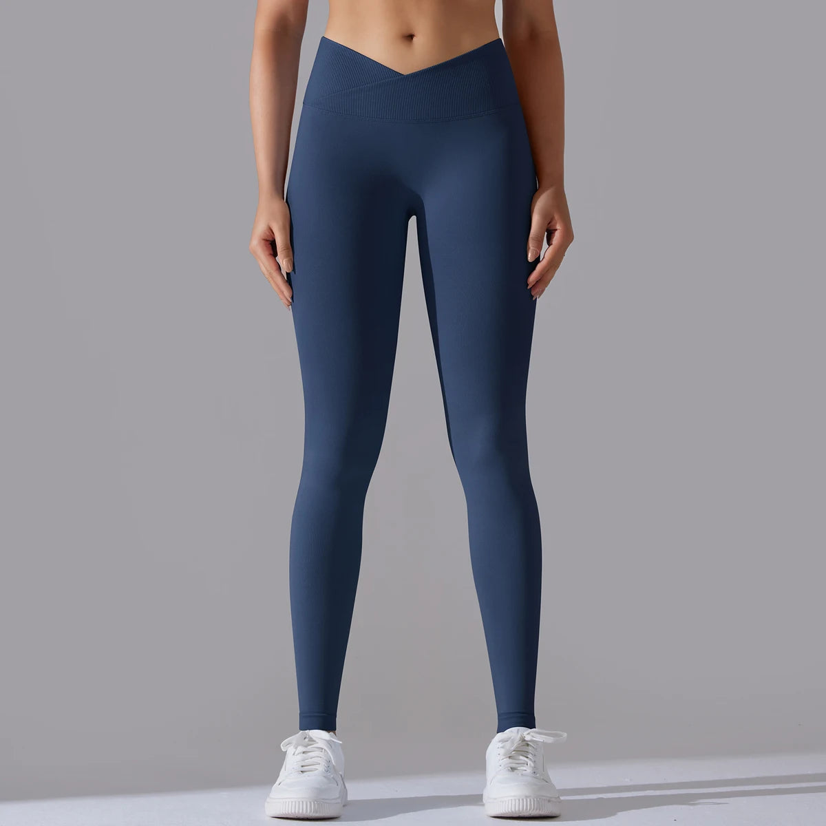 Seamless Yoga Pant Cross Over Waistband Sports Fitness Legging Women High Waist Gym Scrunch Butt Running Workout Leggings