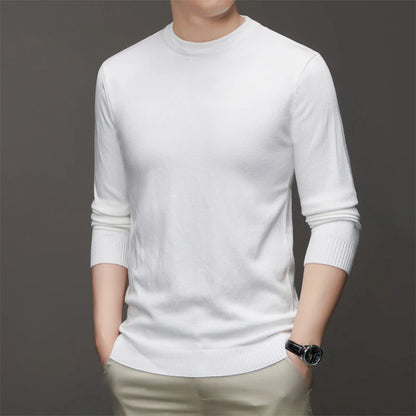 7 Colour Men's Round Neck Long Sleeved Solid Color Sweater Soft Warm and Comfortable Top with a Base