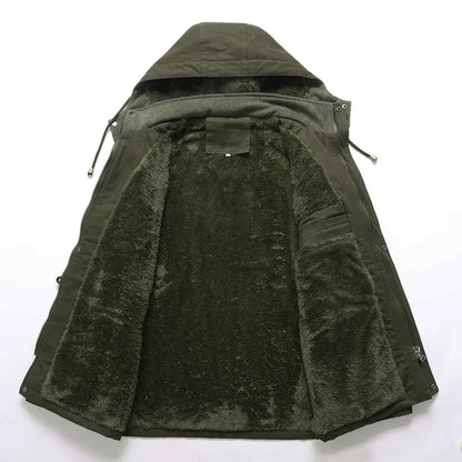 Men Military Multi Pockets Jackets Hooded Casual Winter Warm Parkas Fleece Down Jackets New Male Cotton Jackets Men's Clothing