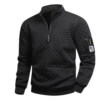Men's Quarter Zip Sweatshirts Casual Fall Mock Neck White Loose Pullover Long Sleeve Solid Graphic Zip Up Sweatshirt