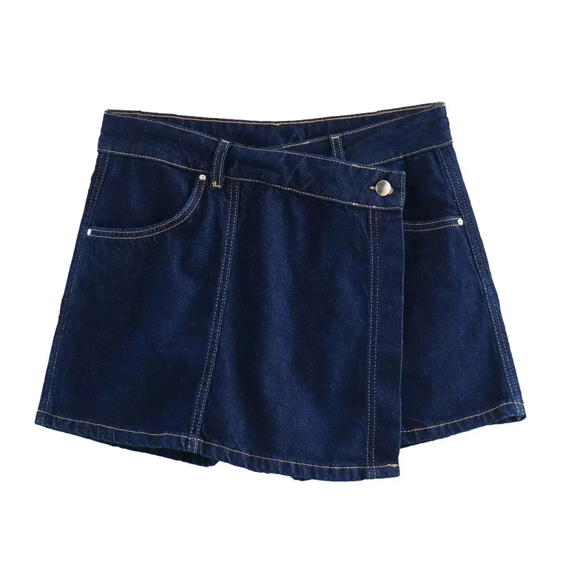 Blue Denim Shirt Woman Short Sleeve Cropped Shirt Women Summer Short Tops Woman Streetwear Y2k Stylish Women's Blouses