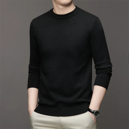 7 Colour Men's Round Neck Long Sleeved Solid Color Sweater Soft Warm and Comfortable Top with a Base