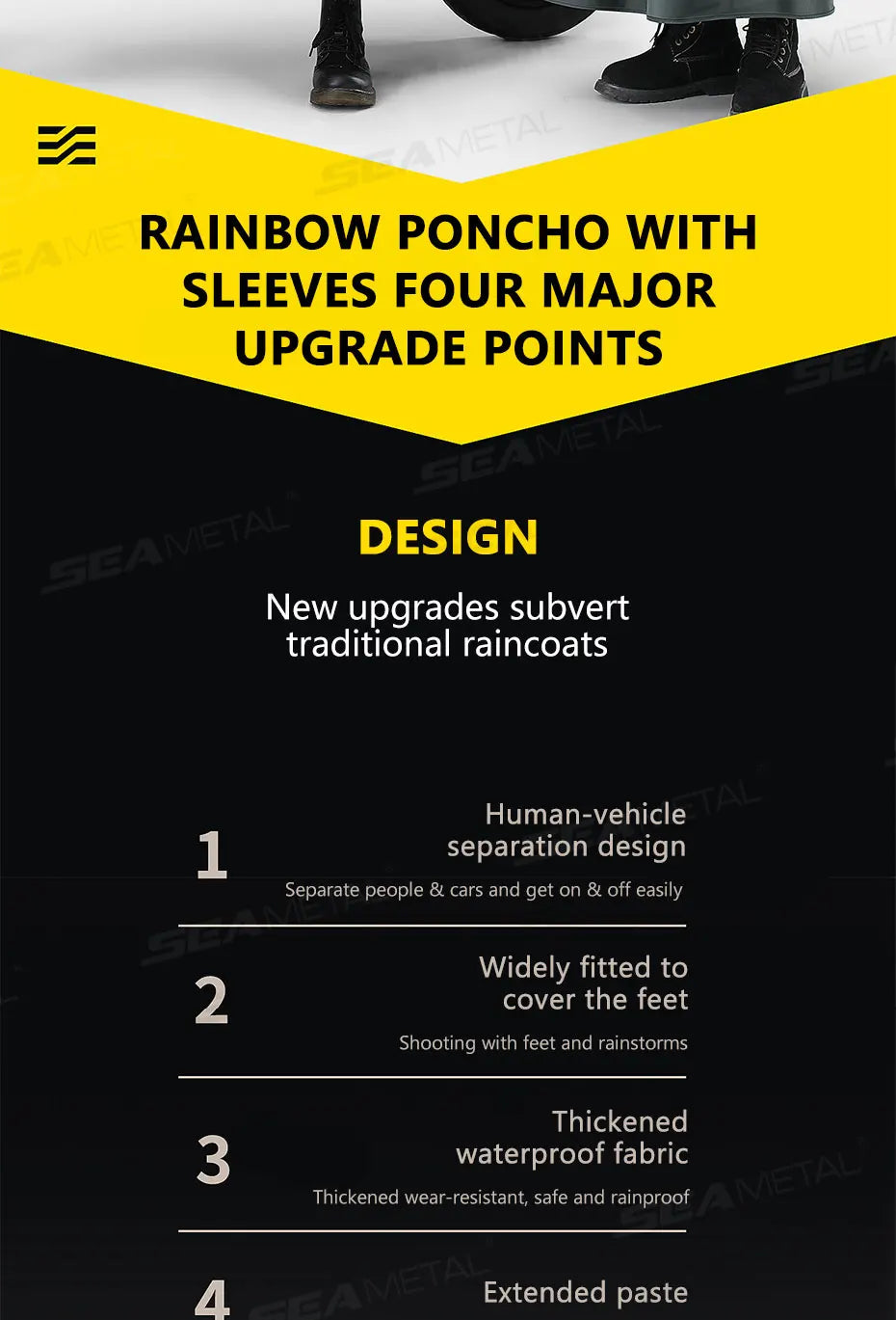 Thicken Oxford Waterproof Rain Gear Rain Poncho Unisex Fashion Rain Coat Long Raincoat Loose Oversized Hooded Rainwear