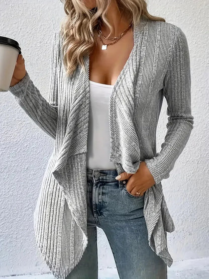 2026 Autumn/Winter New Women's Cardigan Top Solid Color Casual Fashionable Loose Long Sleeve Knitted Sweater Jacket