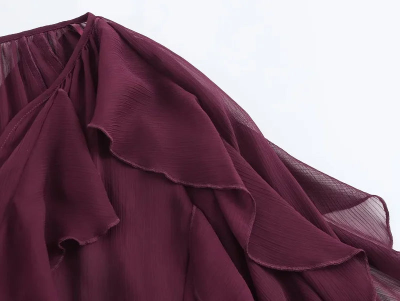 Ruffle Blouses for Women Semi Sheer Shirts and Blouses Woman Summer Casual Blouses Woman Fashion Tops Womens Blouses