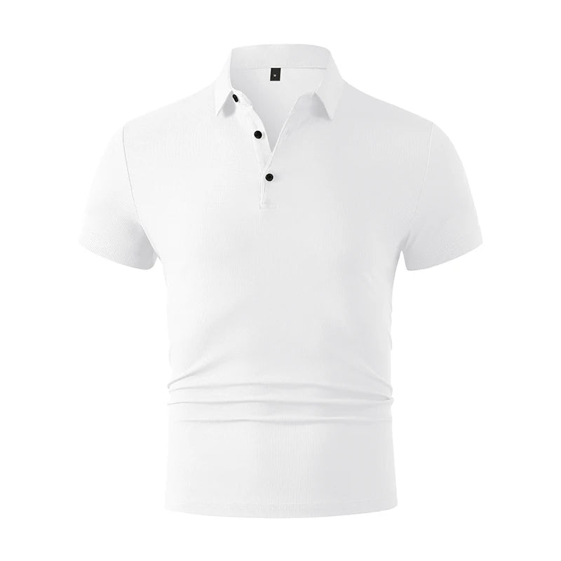 2025 New Men's Casual and Fashionable Simple Collared Short Sleeved Polo Shirt Summer Comfortable Breathable and Versatile Top
