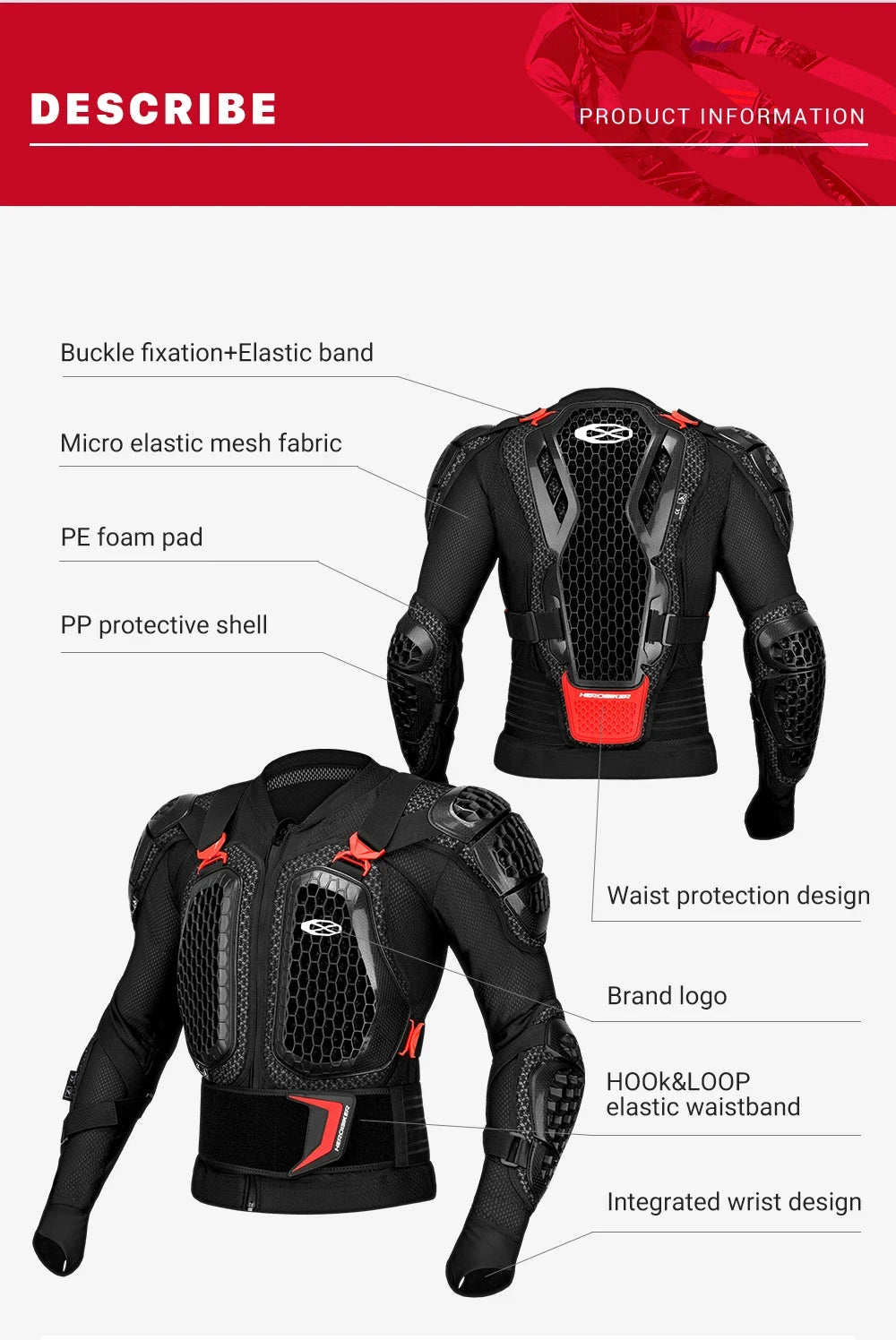 Off-Road Motorcycle Armor Unisex Protection Breathable Abrasion-Resistant Impact Gear For Moto Riding Jacket Pants-CE Certified