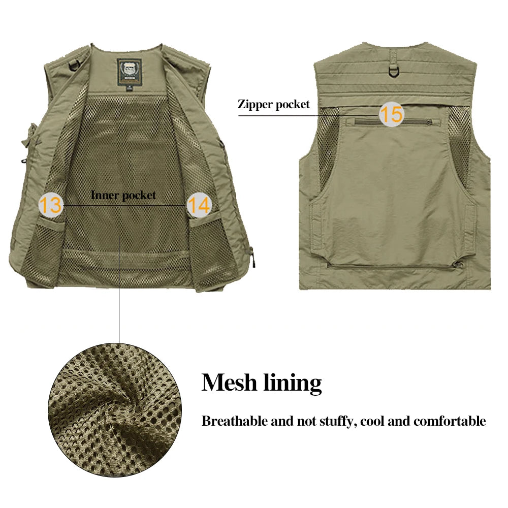 Workwear Safety Vest with Multi Pocket Emergency Rescue Volunteers Communication Safety Jacket Outdoor Work Clothing