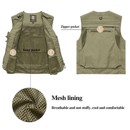Workwear Safety Vest with Multi Pocket Emergency Rescue Volunteers Communication Safety Jacket Outdoor Work Clothing